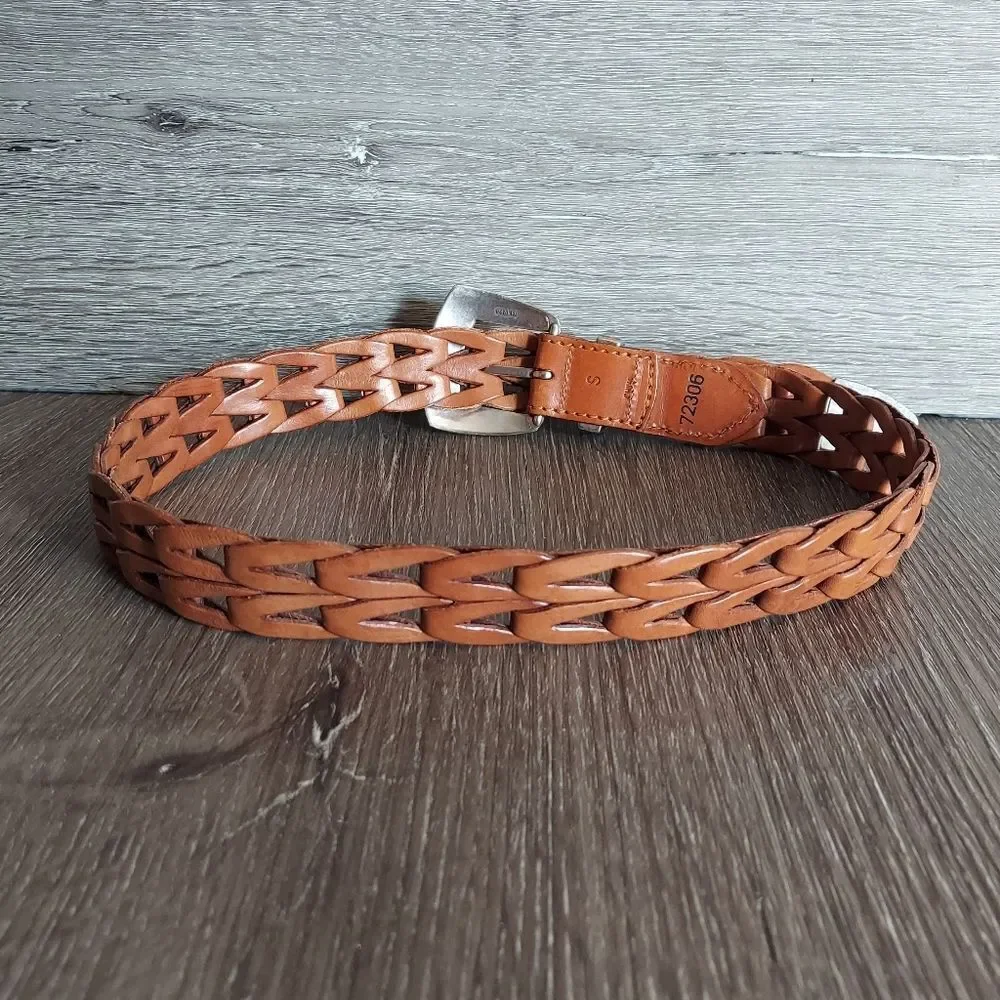Vintage 1994 Southwestern Leather Link Belt w Metal Buckle & Loop Small